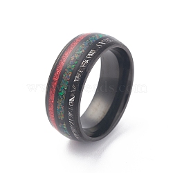 Ion Plating(IP) 304 Stainless Steel Shell Cuff Ring for Women, Wide Band Open Rings, Colorful, 8mm, Inner Diameter: US Size 7 1/4(17.5mm)(RJEW-M014-01B-D)