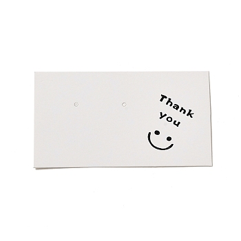 Rectangle Paper Earring Display Cards, Thank You Earrings Cards, White, 5x9x0.05cm