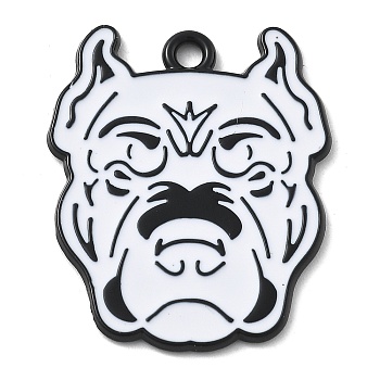 Alloy Pendants, with Enamel, Black And White Beast, Dog, 27.5x22.5x1.5mm, Hole: 1.6mm