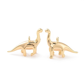 Ion Plating(IP) Brass Pendants, Dinosaur, Real 18K Gold Plated, 13x15x5mm, Hole: 1.4mm