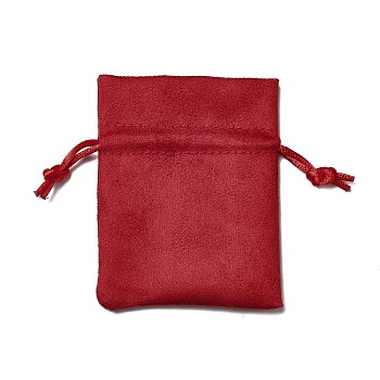Velvet Cloth Drawstring Bags, Jewelry Bags, Christmas Party Wedding Candy Gift Bags, Rectangle, FireBrick, 9x7cm