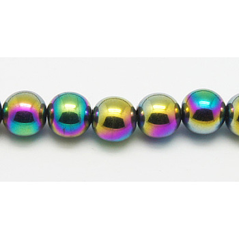 Non-Magnetic Synthetic Hematite Beads Strands, Grade A, Round, Rainbow Color, Size: about 12mm in diameter, hole: 1mm, about 35pcs/strand, 15.7 inch