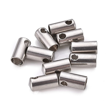 201 Stainless Steel Cord Ends, End Caps, Column, Stainless Steel Color, 10x5mm, Hole: 2mm, Inner Diameter: 4.2mm