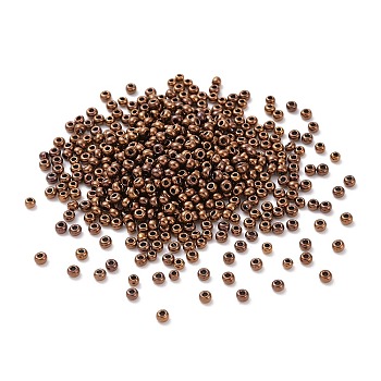 Opaque Colours Glass Seed Beads, Round, Saddle Brown, 2x1.5mm, Hole: 0.8mm; about 15500pcs/pound