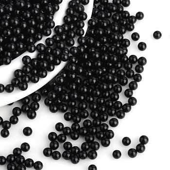 Imitation Pearl Acrylic Beads, No Hole, Round, Black, 10mm, about 1000pcs/bag