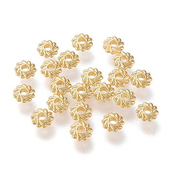 Eco-Friendly Alloy Spacer Beads, Long-Lasting Plated, Cadmium Free & Nickel Free & Lead Free, Flower, Real 14K Gold Plated, 4.8x1.5mm, Hole: 1.2mm