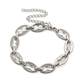 304 Stainless Steel Oval Link Chains Bracelets for Men & Women, Stainless Steel Color, 6-1/8 inch(15.5cm)