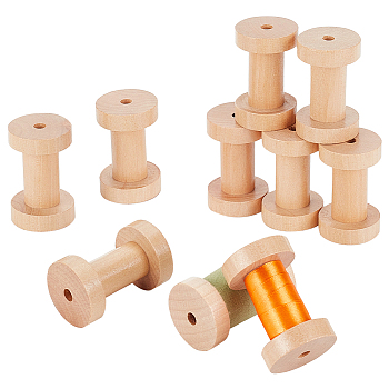 Retro Wood Sewing Cross Stitch Embroidery Thread Storage Bobbins, Column, Wheat, 38~38.5x60mm