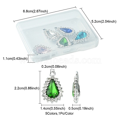 5Pcs 5 Colors Alloy Glass Pendants(ALRI-YW0001-15)-4