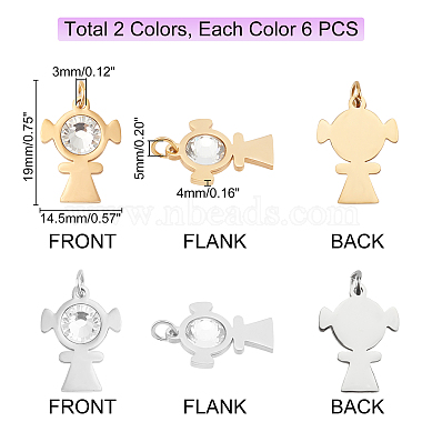 DICOSMETIC 12Pcs 2 Colors 201 Stainless Steel Pendants(STAS-DC0006-33)-5