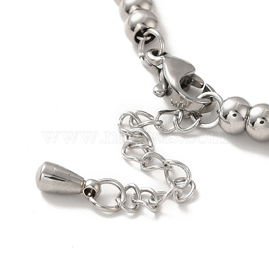 201 Stainless Steel Interlocking Knot with Plastic Pearl Charm Bracelet with Round Beads for Women(BJEW-B057-01P)-4