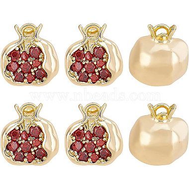 Real 18K Gold Plated Chocolate Fruit Brass+Cubic Zirconia Pendants