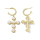 Cubic Zirconia Ring with Cross Dangle Stud Earrings with Plastic Pearl Beaded(EJEW-I277-08G)-2