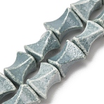 Vintage Handmade Porcelain Beads Strands, Fancy Antique Glazed Porcelain, Polygon, Aqua, 11.5x9.5x8.5mm, Hole: 1.2mm, about 30pcs/strand, 14.17''(36cm)(PR-CBAA37B-10E)