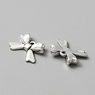 Tibetan Style Alloy Charms, Bowknot Charms, Antique Silver, 10.5x14.5x2.5mm, Hole: 1mm(FIND-CJC0007-65)