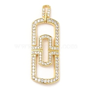 Brass with Cubic Zirconia Pendants, for Women, Lead Free & Cadmium Free, Long-Lasting Plated, Real 18K Gold Plated, 28x12x12mm, Hole: 2.8x0.8mm(KK-Q781-05G)
