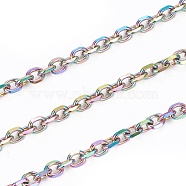 Ion Plating(IP) 304 Stainless Steel Cable Chains, Diamond Cut Chains, with Spool, Soldered, Faceted, Oval, Rainbow Color, 2.5x2x0.5mm, about 32.8 Feet(10m)/roll(CHS-I003-K01)
