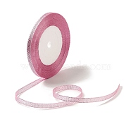 Glitter Metallic Ribbon, Sparkle Ribbon, with Silver Metallic Cords, Valentine's Day Gifts Boxes Packages, Hot Pink, 1/4 inch(6mm), about 33yards/roll(30.1752m/roll), 10rolls/group(RSC6mmY-029)