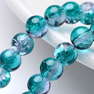 Crackle Glass Beads Strands, Round, Dark Cyan, 6mm, Hole: 1.3~1.6mm, about 133pcs/strand, 31.4 inch(X-CCG-Q002-6mm-06)