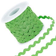 Wave Bending Fringe Trim, with Plastic Empty Spools, for Cloth Dress DIY Making Decorate, Lime, Trim: about 3/16 inch~3/8 inch(5~8.5mm), about 27.34 Yards(25m)/Roll(OCOR-GF0002-03C)