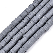 Handmade Polymer Clay Beads Strands, for DIY Jewelry Crafts Supplies, Heishi Beads, Disc/Flat Round, Gray, 6x0.5~1mm, Hole: 1.8mm, about 290~320pcs/strand, 15.75 inch~16.14 inch(40~41cm)(CLAY-R089-6mm-111)
