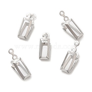 316 Stainless Steel Pendant Cabochon Settings, Open Back Settings, Rectangle, Stainless Steel Color, Tray: 6x2mm, 12x3.5mm, Hole: 0.9mm(STAS-C077-03P)
