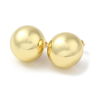 Brass Stud Earrings, Round Ball, Real 18K Gold Plated, 20mm(KK-Z037-01G)