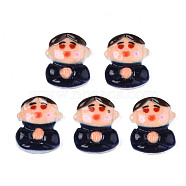 Spray Painted Opaque Resin Cabochons, Boy, Black, 12x10x3mm(CRES-S302-74)