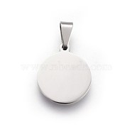 304 Stainless Steel Stamping Blank Tag Pendants, Flat Round, Stainless Steel Color, 17x15x1.5mm, Hole: 6x3mm(STAS-L220-03A)