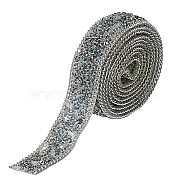 Rhinestone & Glass Seed Bead & Iron Curb Chain Ribbon, for Costume Accessories, Belt Decoration, Jet, 20mm, about 1m/pc(DIY-WH0349-222)