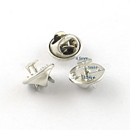 Iron Lapel Pin Backs, Tie Tack Pin, Brooch Findings, Platinum, Tray: 4.5mm, 12mm, Pin: 1mm(X-IFIN-R214-02P)