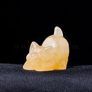 Natural Calcite Carved Healing Cat Figurines, Reiki Energy Stone Display Decorations, 30x25mm(PW-WG27692-06)