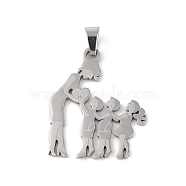 Mother's Day 304 Stainless Steel Pendants, Laser Cut, Mother and Child Charm, Stainless Steel Color, 32x26x1mm, Hole: 6x4mm(STAS-U002-01P)