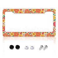 Aluminum Alloy Decoration Frame, for Licence Plate, with Screw & Nut, Rectangle, Flower, 160x310x5mm(AJEW-WH0442-001)