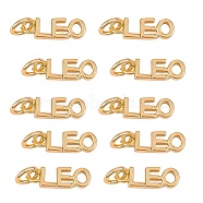 10Pcs Brass Pendants, with Jump Rings, Long-Lasting Plated, Constellation/Zodiac Sign, Golden, Leo, Leo: 4x12x1.5mm, Hole: 3mm(KK-SZ0004-36B)