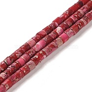 Synthetic Regalite/Imperial Jasper/Sea Sediment Jasper Beads Strands, Dyed, Column, Red, 4x4mm, Hole: 0.9mm, about 100pcs/strand, 15.94 inch(40.5cm)(G-F765-E02-01)