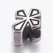 304 Stainless Steel European Beads, Large Hole Beads, Cross, Antique Silver, 13x10x7mm, Hole: 5mm(STAS-P173-115AS)