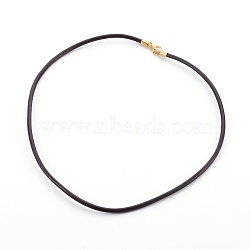 Leather Cord Necklace Making, with 304 Stainless Steel Lobster Claw Clasps, Golden, Coconut Brown, 18.4 inch(46.8cm), 3mm(MAK-L018-06B-02)