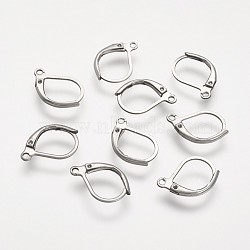 304 Stainless Steel Leverback Earring Findings, with Loop, Stainless Steel Color, 16x10x2mm, Hole: 1mm, Pin: 0.7mm(STAS-P104-18P)