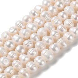 Natural Cultured Freshwater Pearl Beads Strands, Potato, Grade A+, PapayaWhip, 8~10x8.5~9mm, Hole: 0.7mm, about 40pcs/strand, 13.78''(35cm)(PEAR-E018-01)