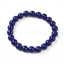 Natural Sesame Jasper Imitation Lapis Lazuli Round Bead Stretch Bracelets, 2-1/8 inch(5.5cm), Beads: 8~9mm(BJEW-L593-A08-1)