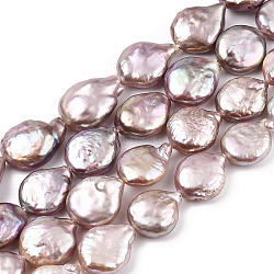 Natural Keshi Pearl Beads Strands, Cultured Freshwater Pearl, Baroque Pearls, Teardrop, Lilac, 12~17x11~13x4.5~8mm, Hole: 0.6mm, about 25~30 pcs/strand, 14.88~15.63 inch(37.8~39.7cm)(PEAR-S018-02C-1)