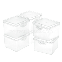 Polypropylene(PP) Plastic Boxes, Bead Storage Containers, with Hinged Lid, Rectangle, White, 9.2x10.15x7.15cm, Inner Size: 9.5x8.4cm, 6pcs/box(CON-BC0006-70)
