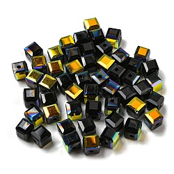 Electroplate Glass Beads, Faceted, Cube, Black, 5.5x5.5x5.5mm, Hole: 1.6mm , 100pcs/bag(EGLA-Z004-04A-05)