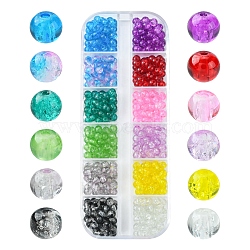 840Pcs 12 Colors Spray Painted Crackle Glass Beads, Round, Mixed Color, 4mm, Hole: 1.1~1.3mm, 40Pcs/color(CCG-FS0001-01)