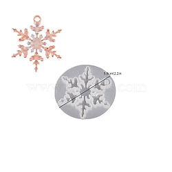 Christmas Snowflake DIY Silicone Pendant Molds, Resin Casting Molds, For UV Resin, Epoxy Resin Jewelry Pendant Making, White, 56x5mm, Hole: 3.5mm, Inner Diameter: 51x46mm(DIY-A054-01D)