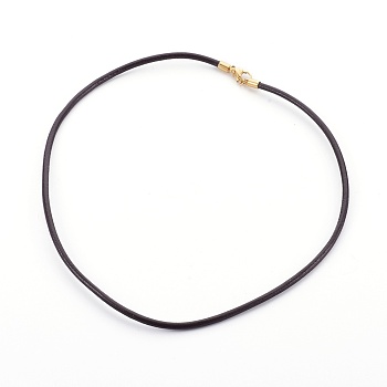Leather Cord Necklace Making, with 304 Stainless Steel Lobster Claw Clasps, Golden, Coconut Brown, 18.4 inch(46.8cm), 3mm