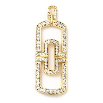 Brass with Cubic Zirconia Pendants, for Women, Lead Free & Cadmium Free, Long-Lasting Plated, Real 18K Gold Plated, 28x12x12mm, Hole: 2.8x0.8mm