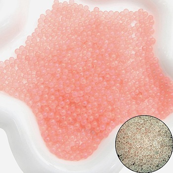 Luminous Transparent Glass Beads, No Hole Beads, Round, Light Coral, 3~3.5mm