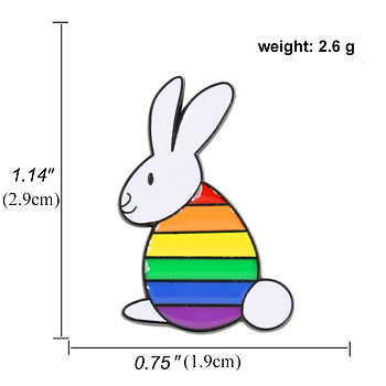 Rainbow Pride Flag Rabbit Enamel Pin, Alloy Badge for Backpack Clothes, Colorful, 29x19mm